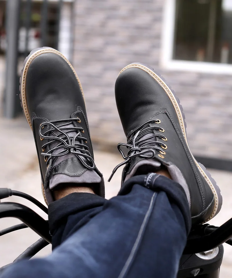 Bacca Bucci Black Bullet Splash Proof Leather Boots for Biking & Hiking for Men | Best Price UAE